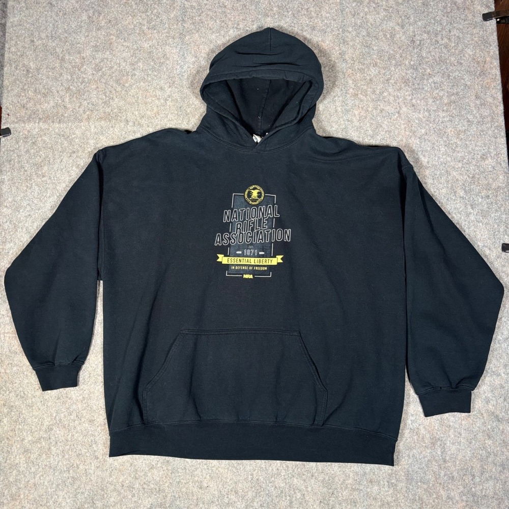 Gildan NRA Hoodie Mens 3XL Black Essential Liberty Defense Freedom Sweatshirt